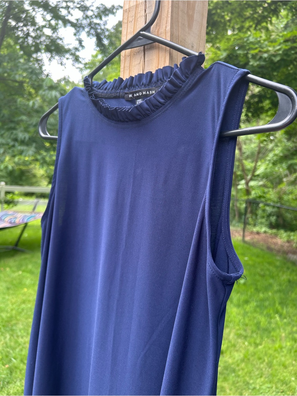 NWOT NIK and NASH Ruffled Neck, Sleeveless Mini Dress, Small Ruffle Hem, Loose